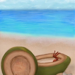 wdphalves drawing coconut seashell crab